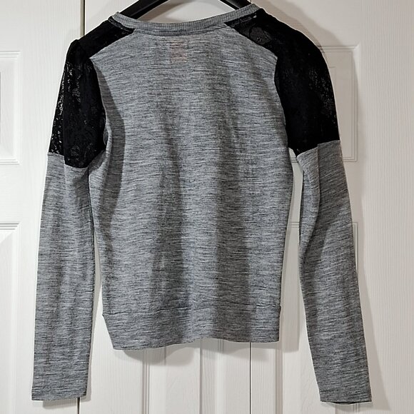 Zara Trafaluc sweater in pale gray cotton and black lace - Picture 3 of 10